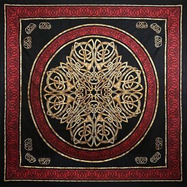 India Arts Cotton Full 88 x 106 inches Celtic Tapestry Wall Hanging Thin Bedspread Bed Sheet Tablecloth Throw Beach Sheet Red Black