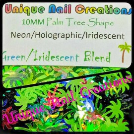 Unique Nail Creations PALM TREE SHAPE GLITTER Holo/Neon~Nail