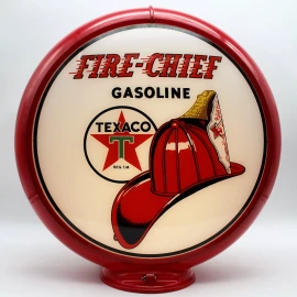 TEXACO FIRE CHIEF 13.5" GLASS FACE for GAS PUMP GLOBE - DOUBLE STRENGTH GLASS!