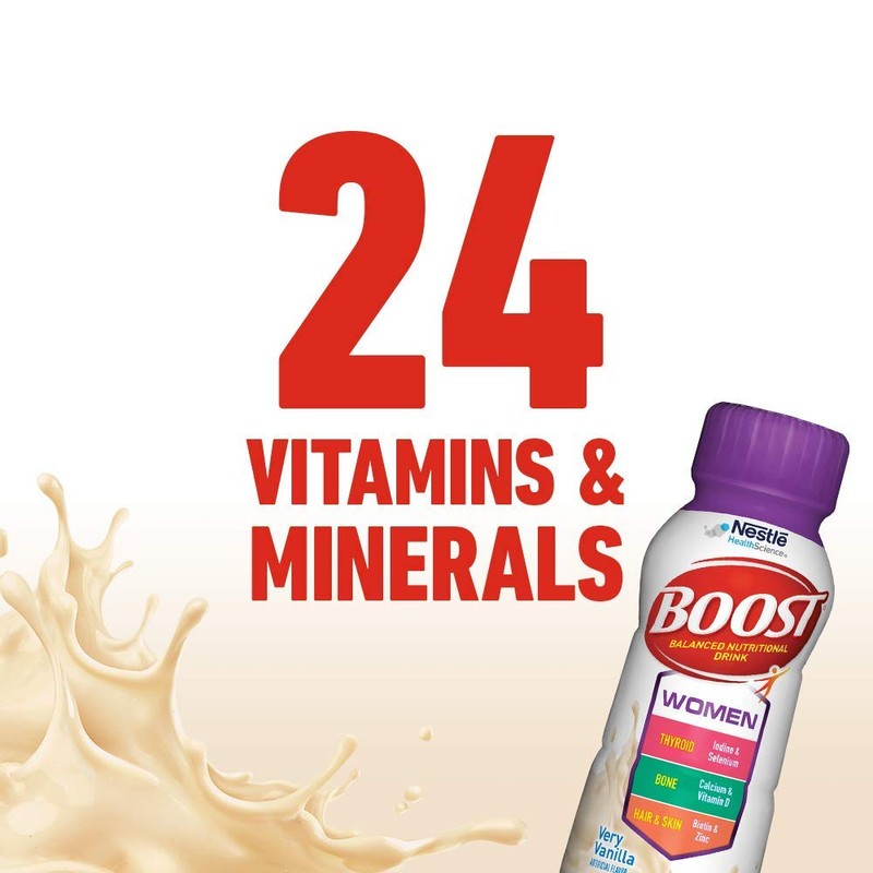 BOOST Women Balanced Nutritional Drink, Very Vanilla, 8 Ounce Bottle
