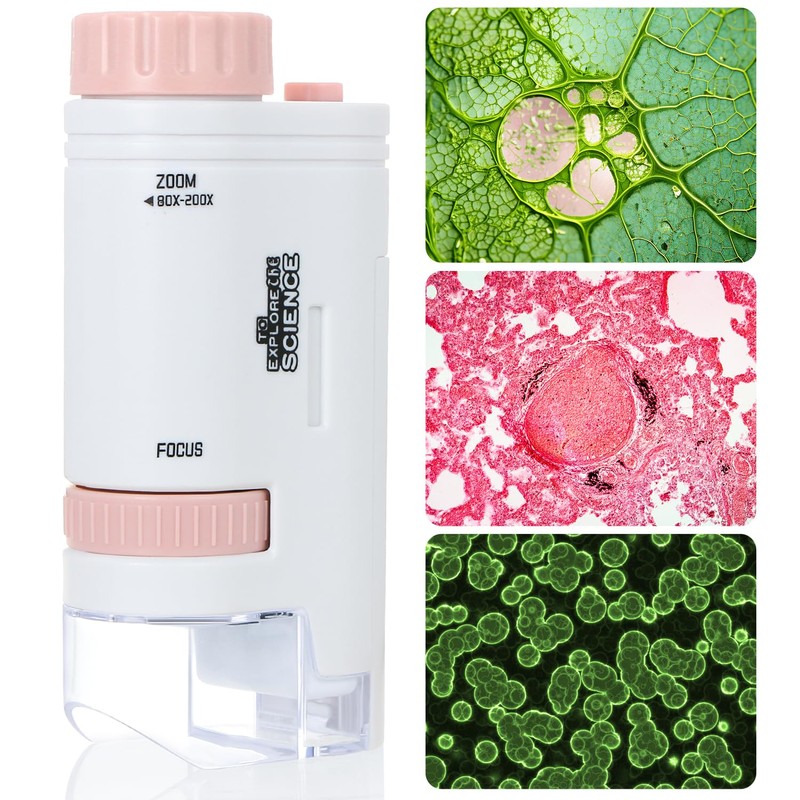 EVERMARKET 200x Zoom Portable Microscope Pocket Handheld Mini Microscope with