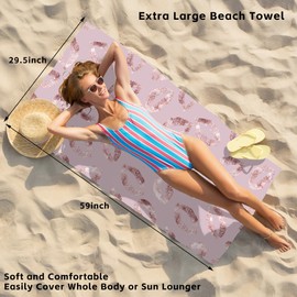 Glitter Marble Oversized Beach Towel,Lipstick Kisses Lightweight Quick Dry Beach Towels for Adult,Extra Large Sand Free Thin Absorbent Towel for Travel Sports Swim Beach Yoga Camping,29.5” X 59”