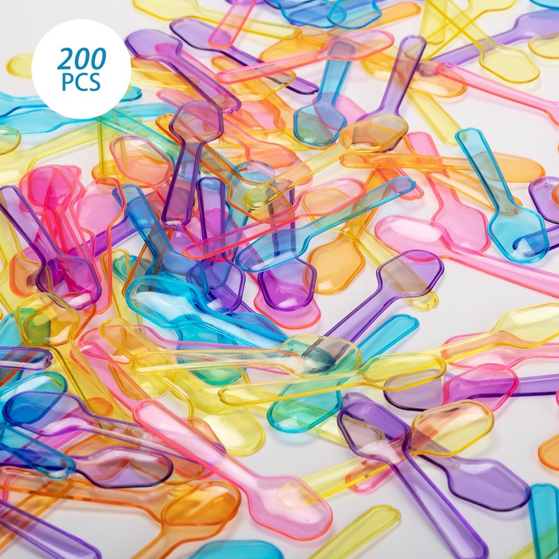 200-Pack 3IN Multi-Color Plastic Taster Spoons
