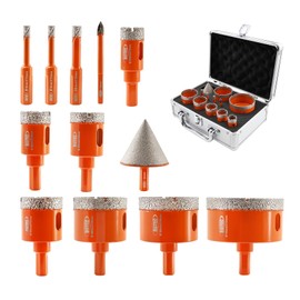 BGTEC Diamond Core Drill Bit Kit - Triangle Shank 6/6/8/20/25/28/35/45/50/65mm Diamond Hole Saw Tile Cutter + Chamfer Finger Bit + 6mm Carbide Tip Drill Bits