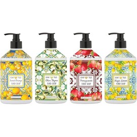 Soap Tiles Hand Soap | Home and Body Company | 21.5 fl oz Bottles | 4 Pack | Sweet Orange | Olive Thyme | Pomegranate | Meyer Lemon
