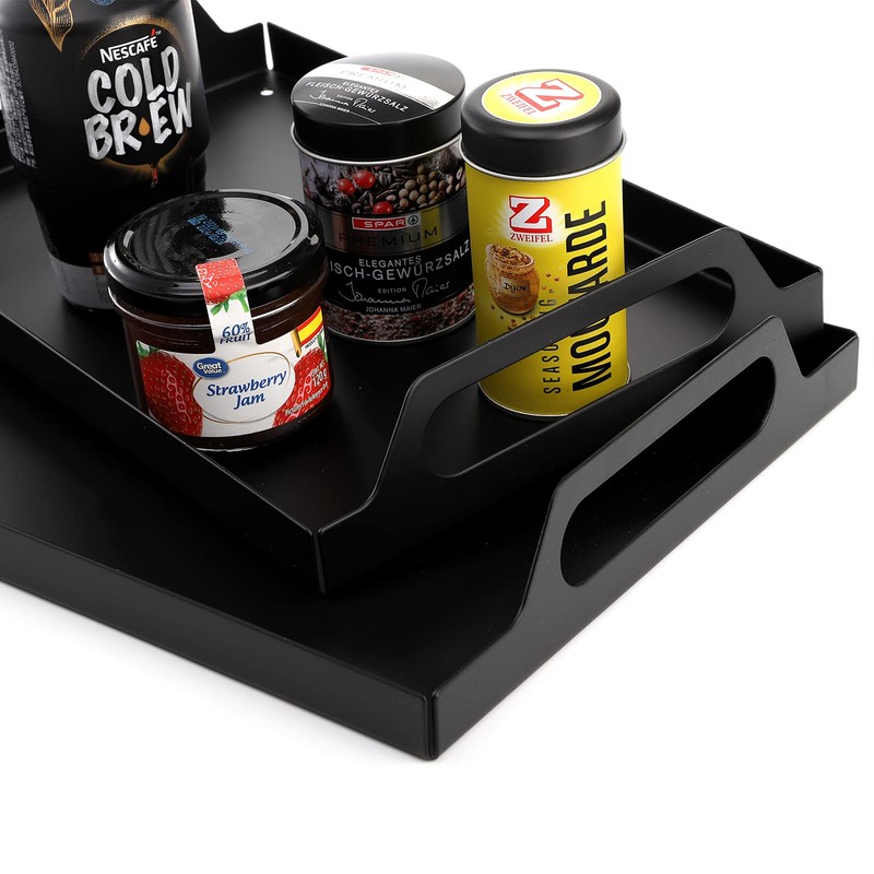 Peohud 2 Pack Black Metal Serving Tray, Decorative Coffee Table