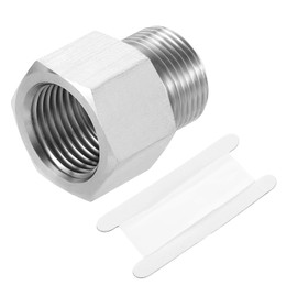 uxcell Pipe Fitting Reducing Adapter, M22 Male x G1/2" Female 304 Stainless Steel Reducer Connector for Water Oil Air Pressure Gauge, Silver