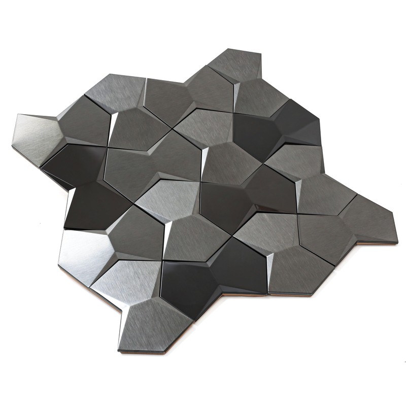 Blujellyfish Black 3D Wall Tile Long Hexagon Tiles for Backsplash