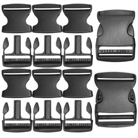 Ruidee Pack of 10 Click Fastener Webbing Buckles Buckle Buckle for Luggage Straps Backpack Straps, Bk-50mm