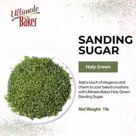 Ultimate Baker - Sanding Sugar, Holly Green - Vibrant, Naturally Colored Baking & Decorating Sugar, Perfect for Sprinkling on Cakes, Desserts & Ice Cream, Medium Crystal - 16oz