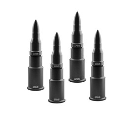 TRUE SPIKE 4 pc Gunmetal Bullet Tire Air Valve Stem CAPS Cover in Heavy Gauge CNC Machined Billet Aluminum Short Compatible with Ford Dodge Ram Nissan Chevy GMC Jeep Isuzu Kia Trucks and SUV