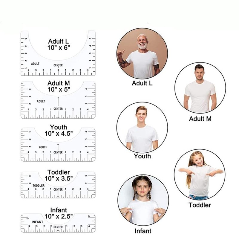 YiyuanHe 5PCS T-Shirt Alignment Rulers, Center Design Guide Tool for