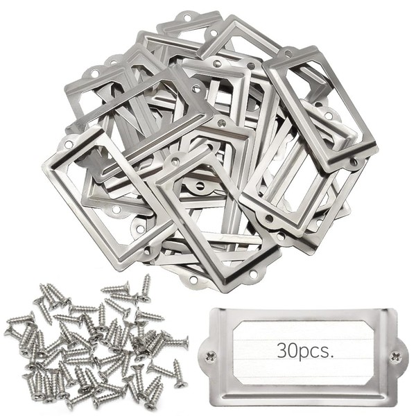 Ruidee Pack of 30 Metal Label Holders, 70 x 33