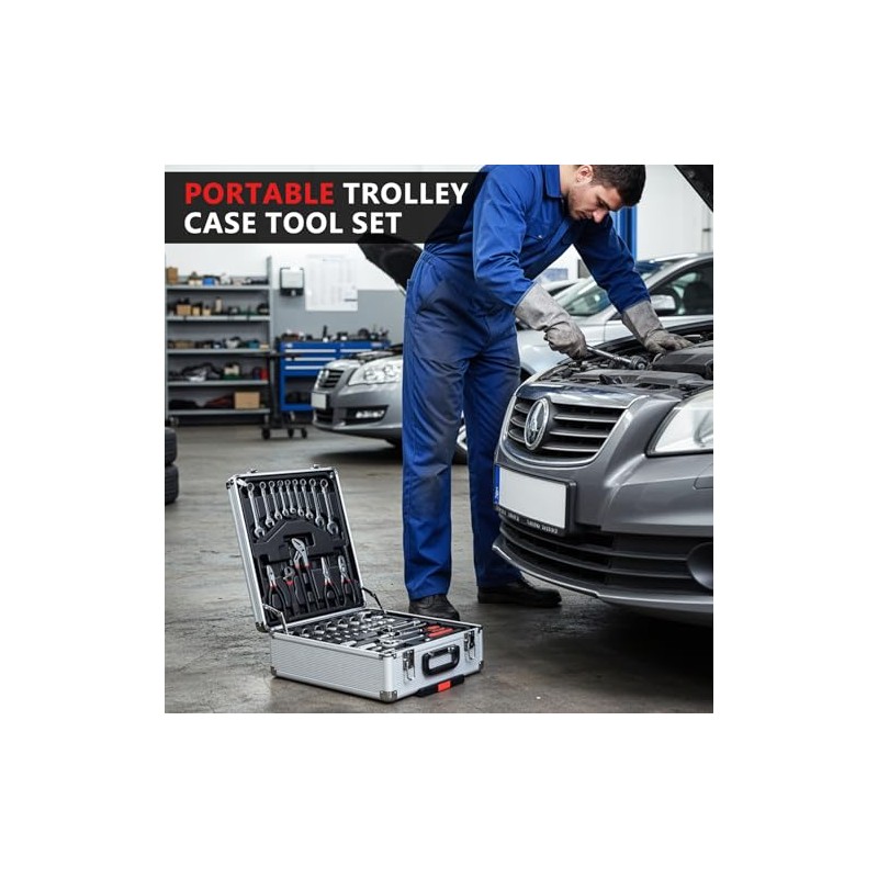 TLGREEN 799pcs Mechanic Tool Set with Aluminum Trolley Case,Home Repair