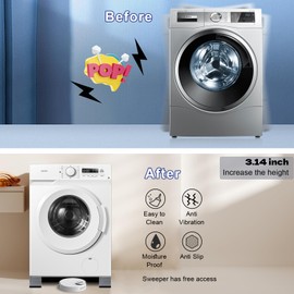 4Pcs Anti Vibration Pads for Washing Machine, Stops Washer Dryer Moving, Prevents Noise, Vibration Transfer, Antivibration Stabilizer Support Feet (Increase3.14in)