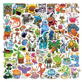 EUFFO My Singing Monster Sticker Set, Waterproof Funny Monster Stickers for Laptop, Bicycle, Mobile Phones, Scrapbook, Suitcase, Motorcycle, Skateboard, Graffiti Decals, Pack of 60