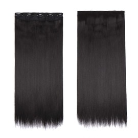 23inch Natural Black Hair Extensions One Piece Clip in Hair Straight Hairpiece Synthetic Half Head Heat Resistant