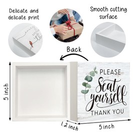 Funny Please Seat Yourself Farmhouse Bathroom Decor Wood Box Sign Rustic Vintage Bathroom Farmhouse Decor Decoration Sign for Restroom Bathroom Toilet Tabletop Desk Shelf Decor