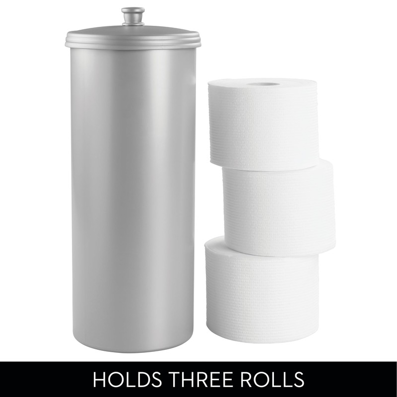iDesign Freestanding Bathroom Toilet Paper Storage Holder with Lid for