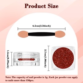 SIUSIO Chrome Nail Powder, 1g Metallic Mirror Effect Chrome Powder Holographic Shimmer Glitter Dust Manicure Decoration Nail Art Pigment for DIY Gel Polish Nail Art, Resin Craft, Salon, Gifts - Red