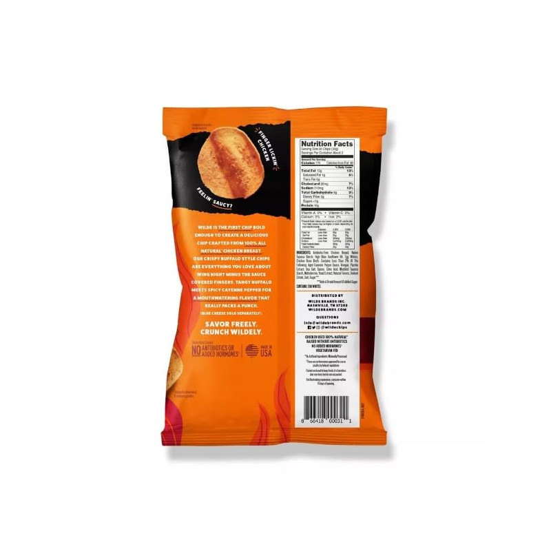 Buffalo Chicken Protein Chips by Wilde Chips, Thin and Crispy,