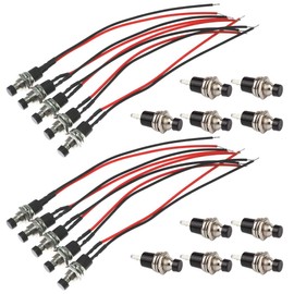 GTIWUNG Pre-Wired Mini Momentary Push Button, Momentary Pressure Switch Lockless, SPST ON-OFF AC 250V/1A, 2 Pin Round Flat Button Push Buttons for Model Railway Hobby
