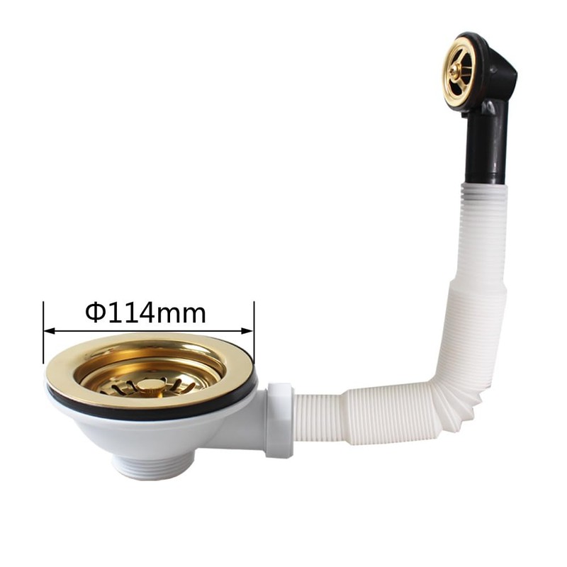 Talea SUS304 Stainless Steel Sink Strainer Basket Valve, Shiny Gold