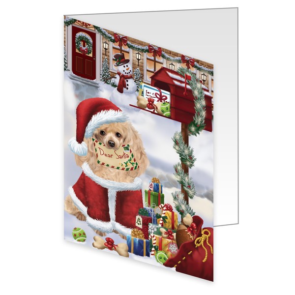 Dear Santa Mailbox Christmas Letter Poodle Dog Greeting Cards - Adorable Pets Invitation Cards with Envelopes - Pet Artwork Christmas Greeting Cards GCD65786 (1 Greeting Card)