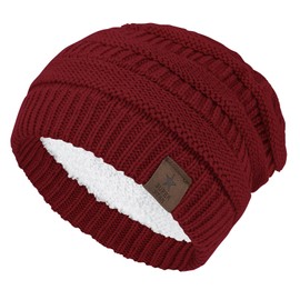 Durio Womens Beanie Knit Beanie Hat for Women Fleece Lined Thick Red Beanie Winter Beanies D Burgundy