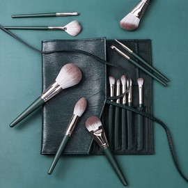 Mini Face Makeup Brush Set (14 Pieces) 14-Piece Brush Set - Green
