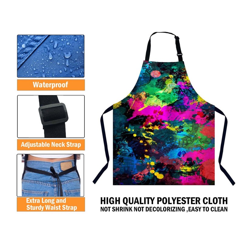 BGBDEIA Colorful Paint Splatter Apron for Women & Men, Adjustable