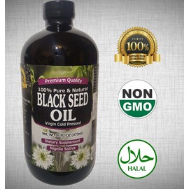 The Organic Beauty 16 oz - Black Cumin Seed Oil Nigella Sativa (100% PURE & COLD PRESSED)