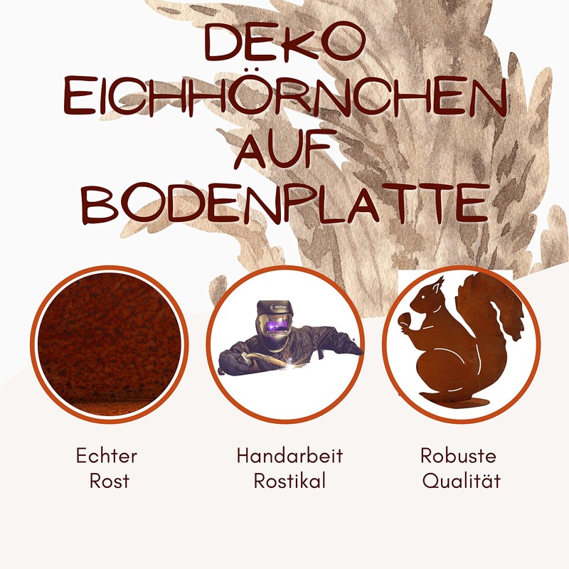 Rostikal Eichhörnchen Deko Figur 32 x 30 cm Herbstdeko draußen