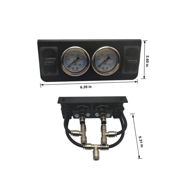 NYSUS Dual Air Gauge Controller Panel Paddle Valve Gauge with