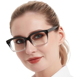 MARE AZZURO Oversized Reading Glasses Women Trendy Large Readers 0 0.5 0.75 1.0 1.25 1.5 1.75 2.0 2.25 2.5 2.75 3.0 3.5 4.0 5.0 6.0 (Black-Clear, 0.00)