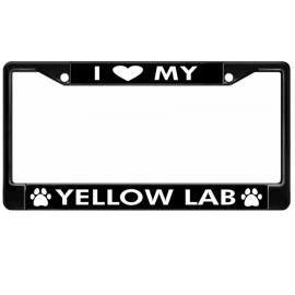 I LOVE MY YELLOW LAB USA MADE BLACK LICENSE PLATE