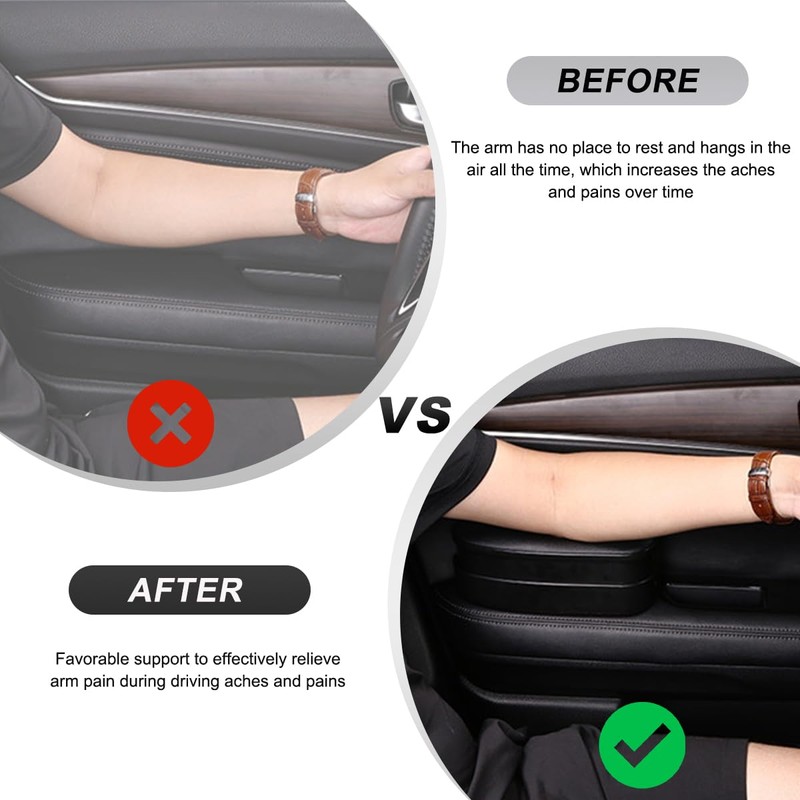 KVAEY Car Armrest Support Cover, Leather Adjustable Car Armrest Support