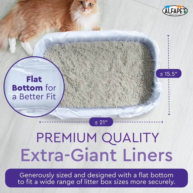 Alfapet Heavy Duty Flat Bottom Cat Litter Box Liners -