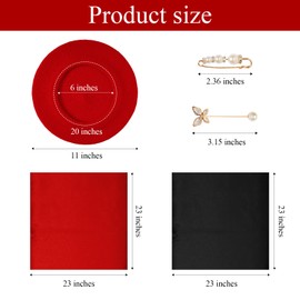 Ngdhkd 6 PCS Beret Hat Solid Color French Beret Cap with Silky Scarf Brooch Pins for Women