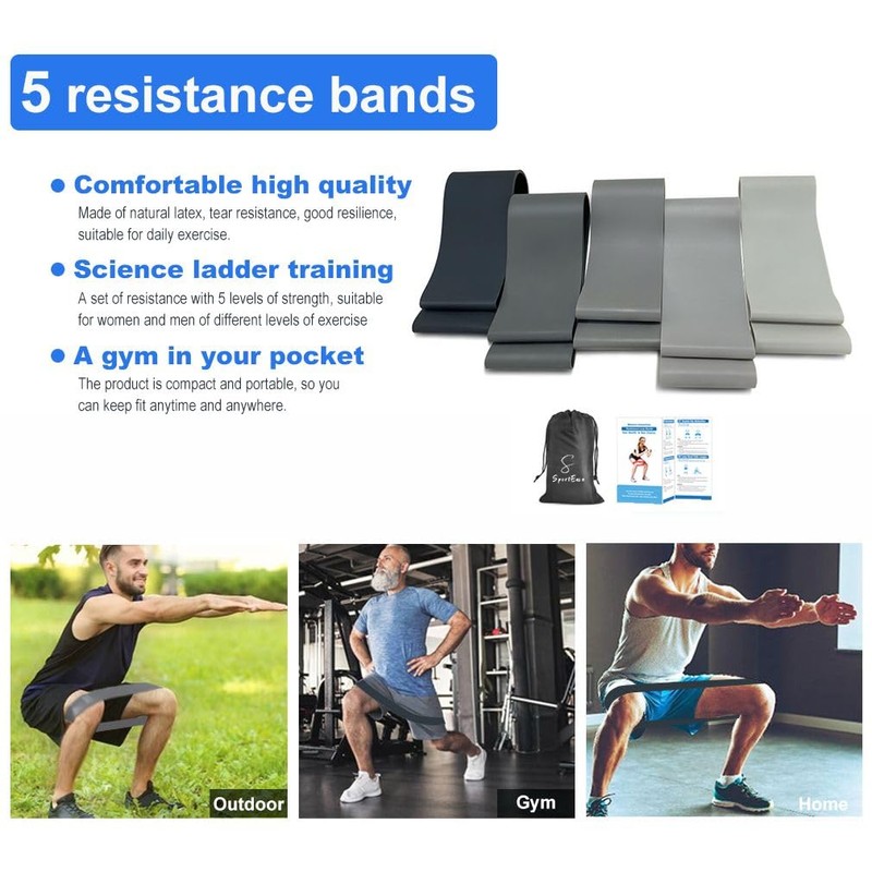 S SportEase Grey Booty Bands Set - 5 Piece Eco-Friendly