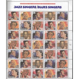 Blues and Jazz Singers Full Sheet of 35 x 29 Cent Stamps Scott 2854-61