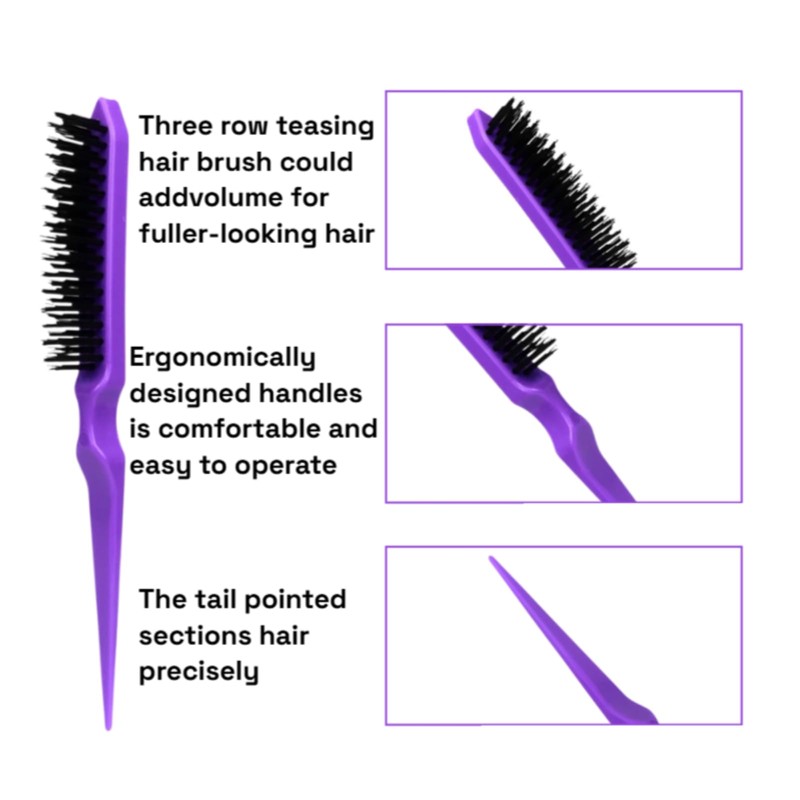 Wide Tooth Detangler Comb Set, 8 Pcs Rat Tail Curly