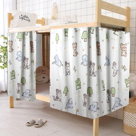 Mocarly Dorm Single Twin Bunk Bed Tents Drapes Dustproof Blackout Underbed Cloth Bed Privacy Curtains 2 Panels (Animals-2 Panels, 45.3 x 78.7 in)