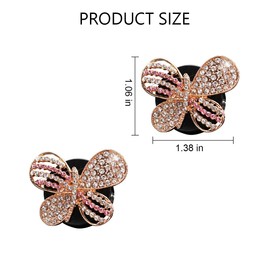 KHGUZ Bling Car Vent Clips, 2PCS Crystal Rhinestone Butterfly Vehicle Air Conditioning Outlet Clamps, Diamond Sparkling Ventilation Charm Decoration, Universal Automotive Accessories (Pink/White)