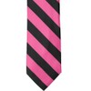tiemart Extra Long Striped Tie (Hot Pink and Black)