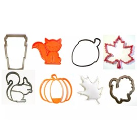 AJT AUTUMN FALL SEASON PUMPKIN LEAVES SET OF 8 COOKIE CUTTER USA PR1480