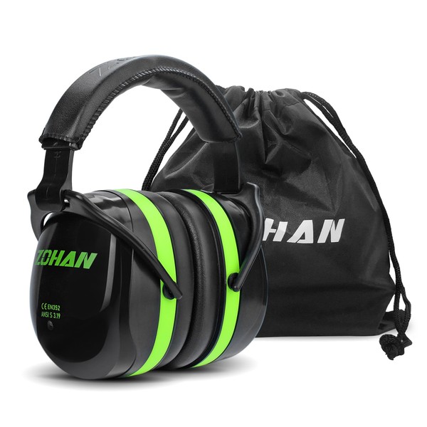 ZOHAN Ear Defenders Adults 28dB NRR Noise Reduction Ear Protectors for Work, Concerts, Lawn Mowing(Green)