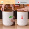 JOJUNO White Ceramic Canister Set with Wooden Lid, 3-Piece Airtight