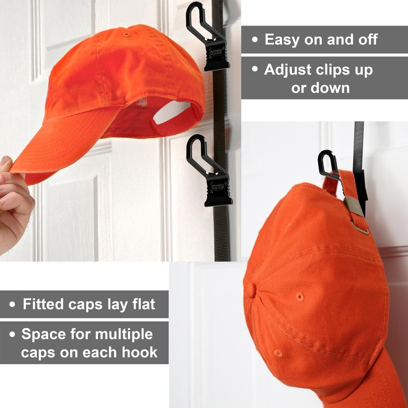 Perfect Curve CapRack | Over-The-Door Hat Organizer for Baseball Caps