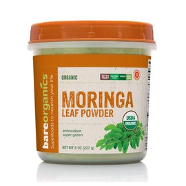 BareOrganics Moringa Leaf Superfood Powder, Organic, Vegan Supplement, 8 Ounces